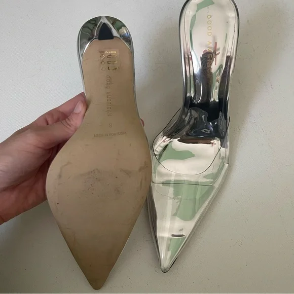 Good American CINDER-F*CKING-RELLA Pumps Clear PVC Silver Size 8 - Picture 6 of 7